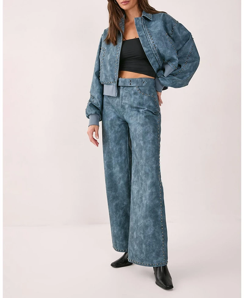 Nasty Gal Women's Studded Detail Belted Trouser