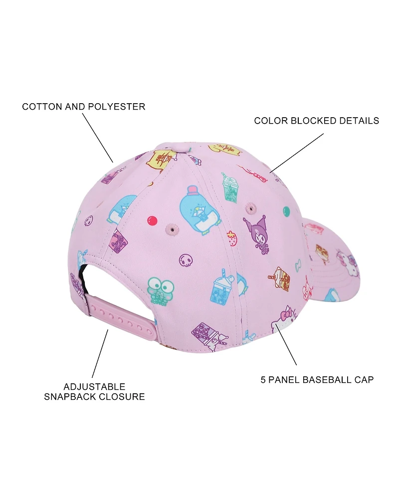 Hello Kitty And Friends Aop Drinks Sublimation On Poly B2 Structured Ball Cap Traditional Adjustable