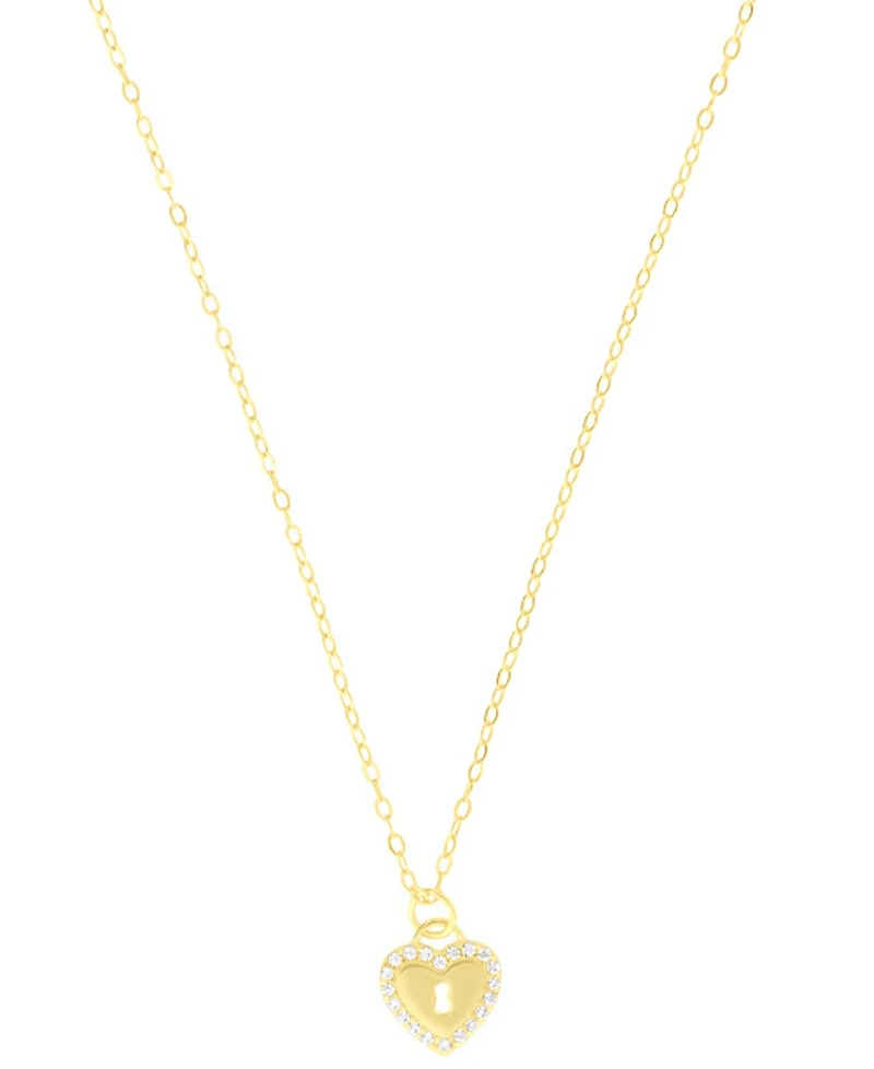 Macy's Cubic Zirconia Heart Key Pendant Necklace (0.10 ct. t.w.) Sterling Silver (also 14K Gold Over Silver)