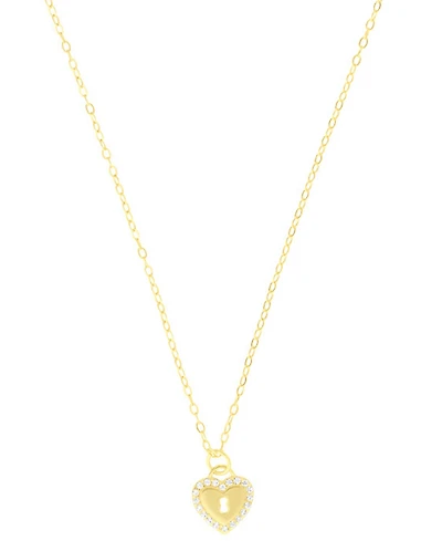 Macy's Cubic Zirconia Heart Key Pendant Necklace (0.10 ct. t.w.) Sterling Silver (also 14K Gold Over Silver)