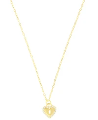 Macy's Cubic Zirconia Heart Key Pendant Necklace (0.10 ct. t.w.) Sterling Silver (also 14K Gold Over Silver)