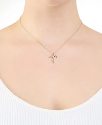 Macy's Cubic Zirconia Cross Necklace (0.14 ct. t.w.) Sterling Silver (also 14k Gold)