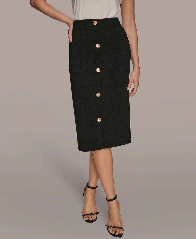 Donna Karan New York Women's Straight Knit Pull-On Midi Skirt
