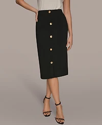 Donna Karan New York Women's Straight Knit Pull-On Midi Skirt