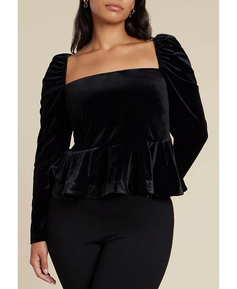 Eloquii Women's Velvet Peplum Top