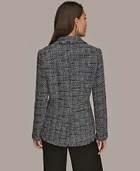 Donna Karan New York Women's Fringe Button Closure Jacket