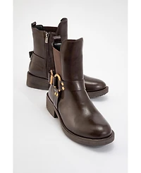 Prologue Shoes Stone Buckled Zip Ankle Boot (Women)