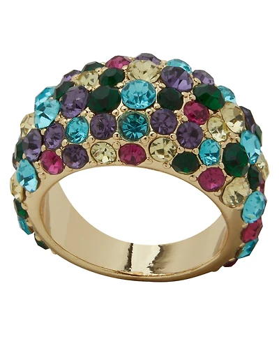 Emily in Paris Glass Stone & Cubic Zirconia Gold-Tone Pave Box Ring