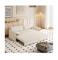 Maison Boucle 66" Queen Pull-Out Sofa Bed, Convertible 3-in-1 Velvet Sleeper Couch with Storage Pocket for Living Room or Guest Room-Maison