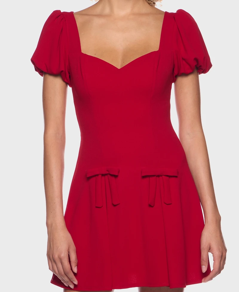 B Darlin Women's Puff Sleeves Fit and Flare Dress