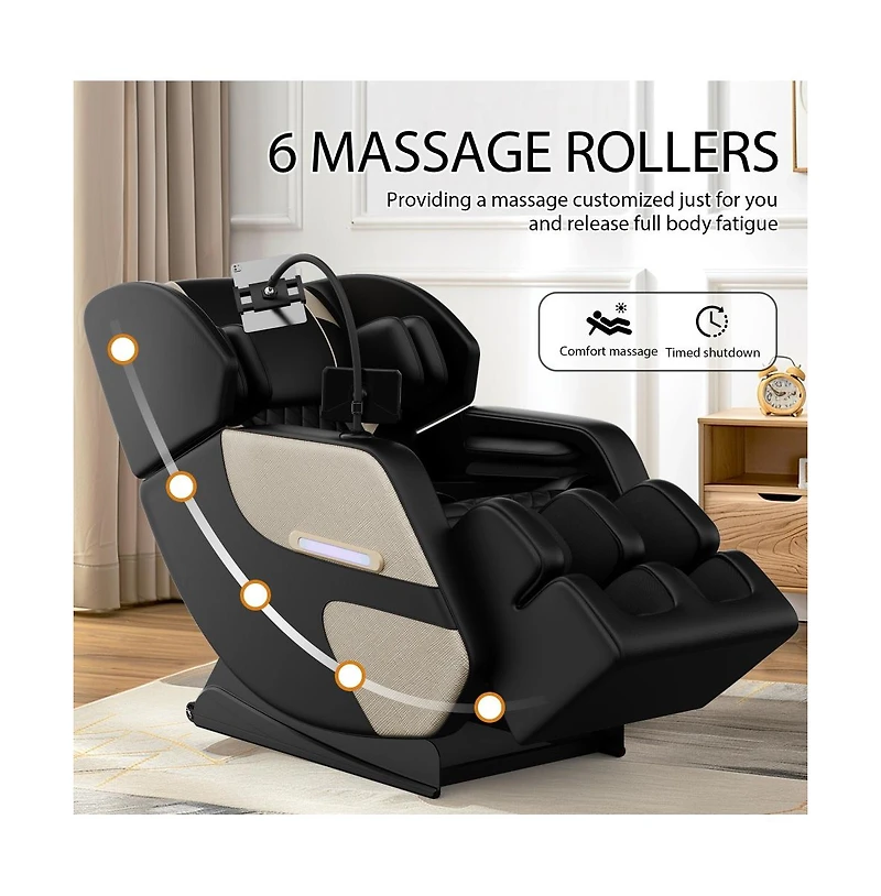 Zero Gravity Massage Recliner with Heating, Foot Rollers & Air Compression, Full Body Chair with Bluetooth-Maison Boucle