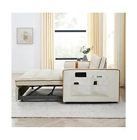 55.5" Pull-Out Sleeper Sofa Bed with Usb Ports & Adjustable Backrest, 2-Seater Convertible Couch Pillows for Small Spaces-Maison Boucle