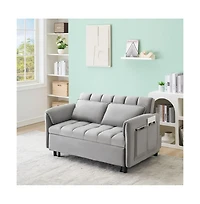 Maison Boucle 53" Pull-Out Sleeper Loveseat Sofa Bed, Convertible 3-in-1 Velvet Couch with Side Pockets & Back Support for Small Spaces-Maison Boucle