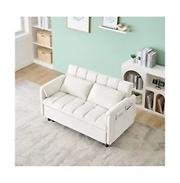 Maison Boucle 53" Pull-Out Sleeper Loveseat Sofa Bed, Convertible 3-in-1 Velvet Couch with Side Pockets & Back Support for Small Spaces-Maison