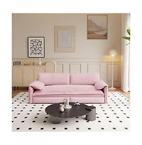 Maison Boucle 66" Queen Pull-Out Sofa Bed, Convertible 3-in-1 Velvet Sleeper Couch with Storage Pocket for Living Room or Guest Room-Maison