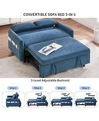Maison Boucle 55" Convertible Sleeper Loveseat, Pull-Out Sofa Bed with Adjustable Back, Usb A/C Ports & Side Pockets for Small Living Spaces-Maison Bo