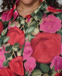 Karl Lagerfeld Paris Plus Floral Print Long Sleeve Top