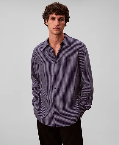 Calvin Klein Men's Thin Striped Long Sleeves Easy Shirt