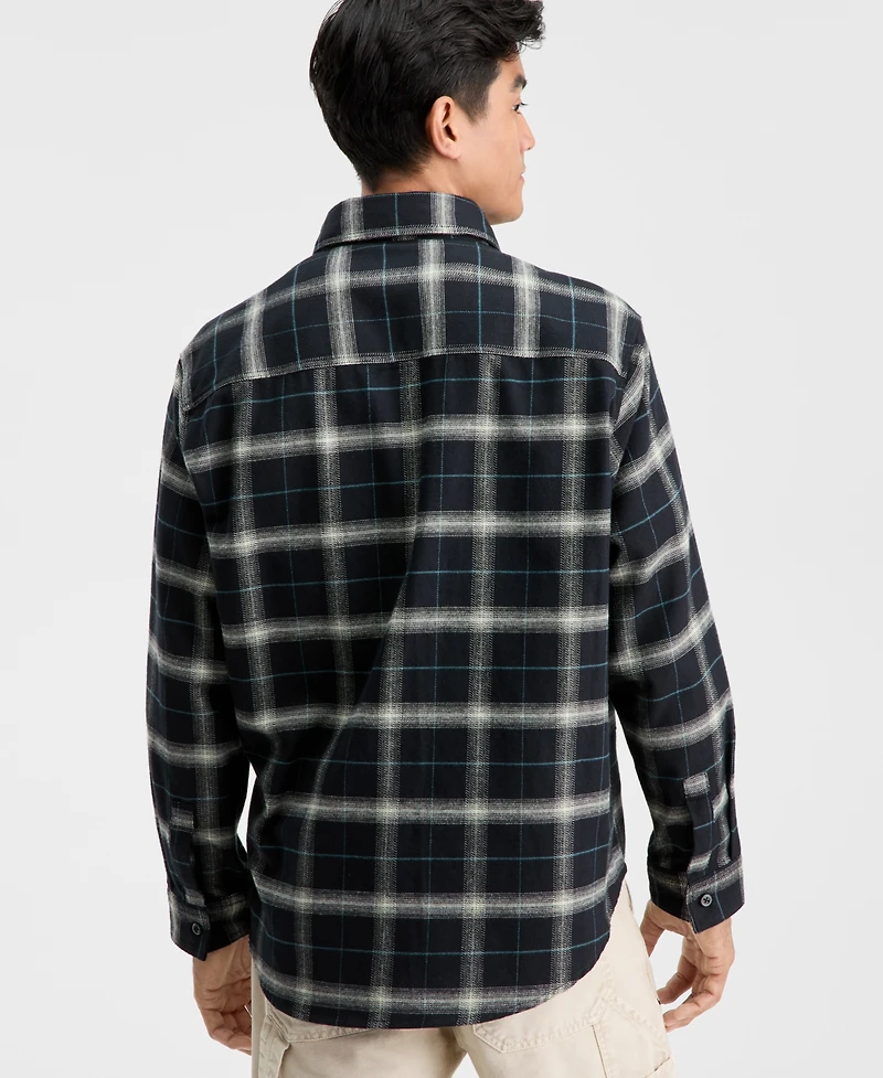 Hugo by Boss Men's Oversized-Fit Ebolt Plaid Long-Sleeve Shirt