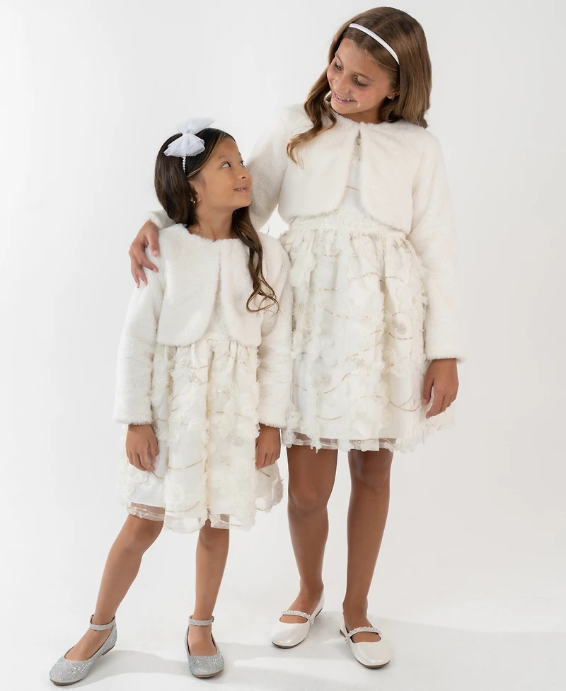 Rare Editions Girls 7-16 2-Piece Round Neck Dress and jacket Set