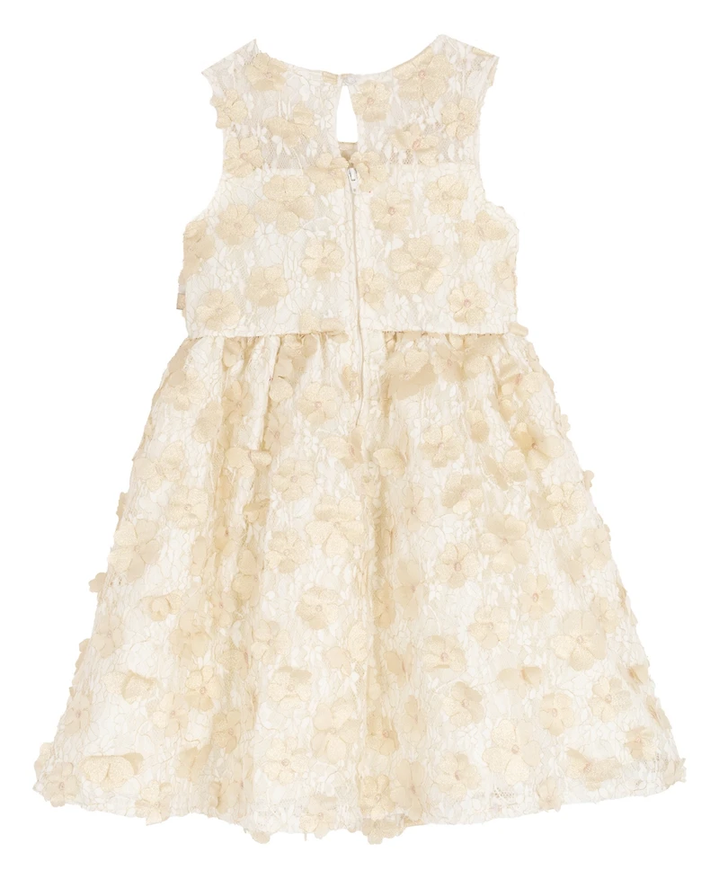 Rare Editions Girls 2T-6X 3D Flower Round Neck Dress