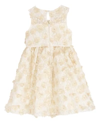 Rare Editions Girls 2T-6X 3D Flower Round Neck Dress