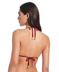 Red Carter Pearls Of Wisdom Classic Triangle Bikini Halter Bra