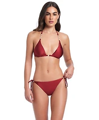 Red Carter Pearls Of Wisdom Classic Triangle Bikini Halter Bra