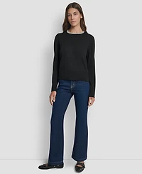Dkny Jeans Petite Embellished Trim Sweater Top