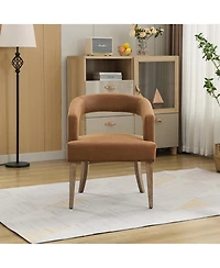 Jujabu 25.79" Wide Modern Barrel Open Back Upholstered Accent Chair with Solid Wood Legs