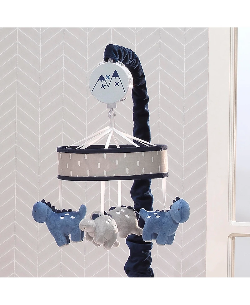 Lambs & Ivy Baby Dino Blue/Gray Dinosaur Musical Baby Crib Mobile Soother Toy