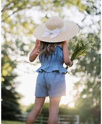 Hope & Henry Toddler Girls Sleeveless Smocked Waist Chambray Romper