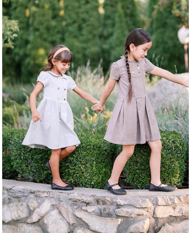 Hope & Henry Little and Big Girls' Organic Double Breasted Flannel Dress with Collar