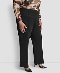 Dkny Plus Mid Rise Pleat Detail Straight Fit Pants