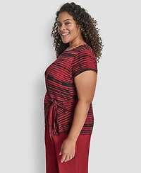 Dkny Plus Short Sleeve Waist Tie Top