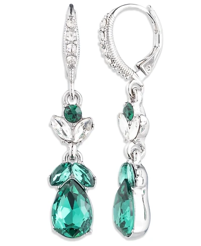 Givenchy Glass Stone Silver-Tone Drama Double Drop Earrings