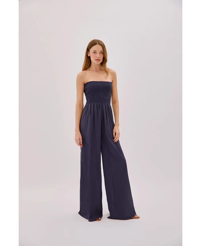 Labeca London Women's Mare Cotton Shirred Jumpsuit