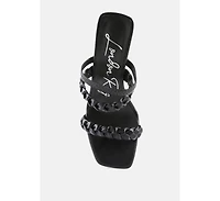 Womens Arnie Dual Braided Strap Block Heel Sandals