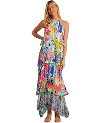 La Moda Clothing Women's Flowing Tiered Skirt Maxi Dress