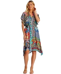 La Moda Clothing Women's Midi Summer Belted Short Sleeve Dress
