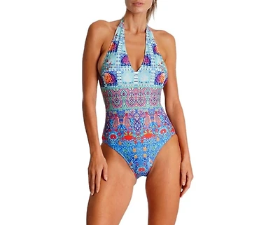 La Moda Clothing Women's Wrap One Piece Swimsuit- Rossie