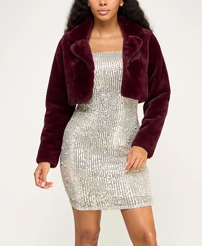 Bcx Juniors' Cropped Faux Fur Jacket