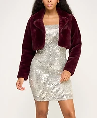 Bcx Juniors' Cropped Faux Fur Jacket
