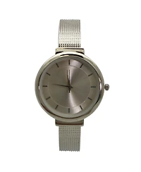 Silver Shiny Face Textured Bangle Watch