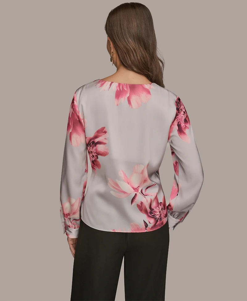 Donna Karan New York Women's Floral Print Long-Sleeve Top