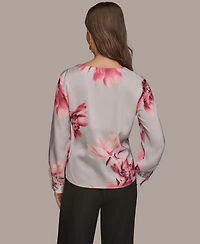 Donna Karan New York Women's Floral Print Long-Sleeve Top