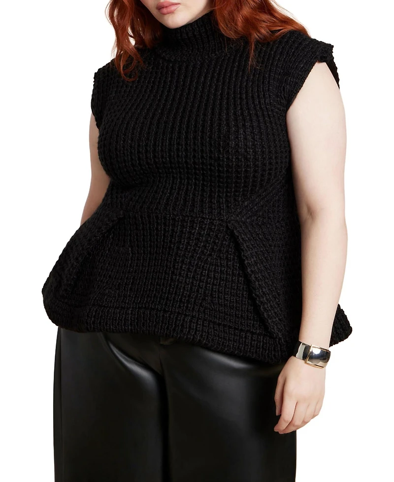 Eloquii Women's Turtleneck Peplum Sweater Vest