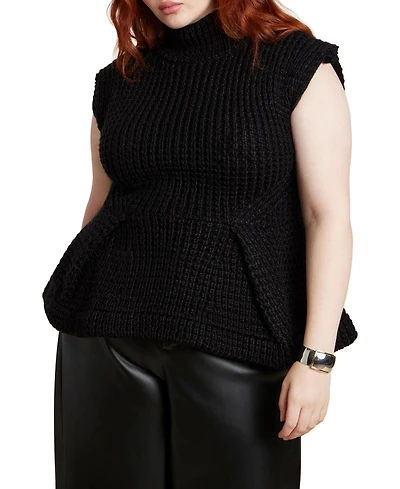 Eloquii Women's Turtleneck Peplum Sweater Vest