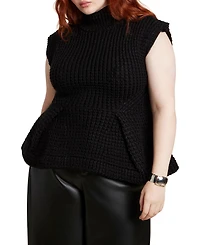 Eloquii Women's Turtleneck Peplum Sweater Vest