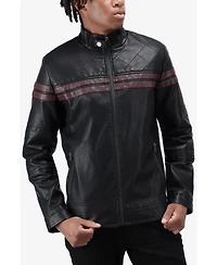 Xray Men's Grainy Pu Jacket Dogs Collar And Quilted Sleeves With Faux Shearling